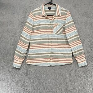 Patagonia Flannel Shirt Womens 4 Stripe Button Up Organic Cotton Long Sleeve